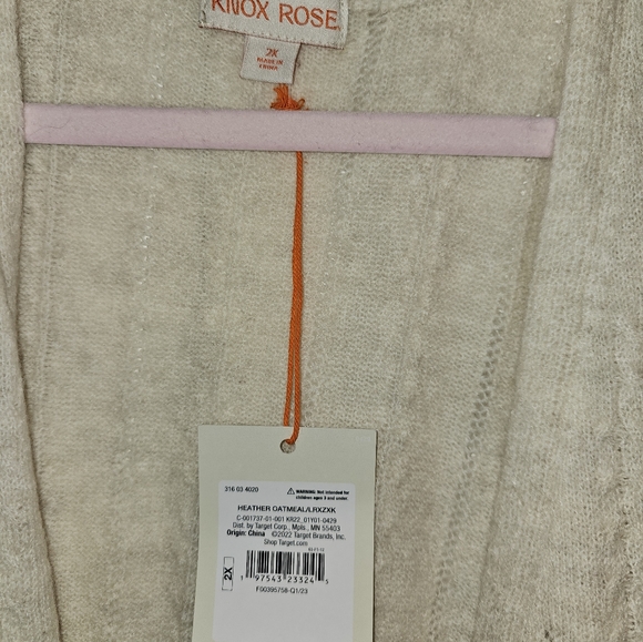 Knox Rose Long Pointelle Cardigan 2x - Picture 2 of 9